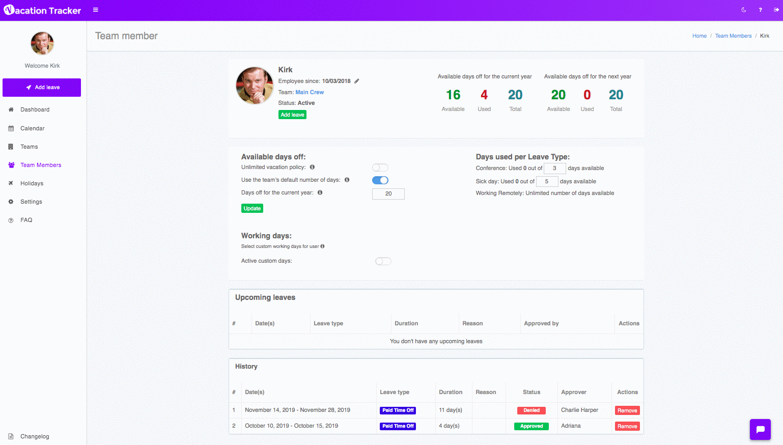 Customizing Your Team’s Workweek On Vacation Tracker
