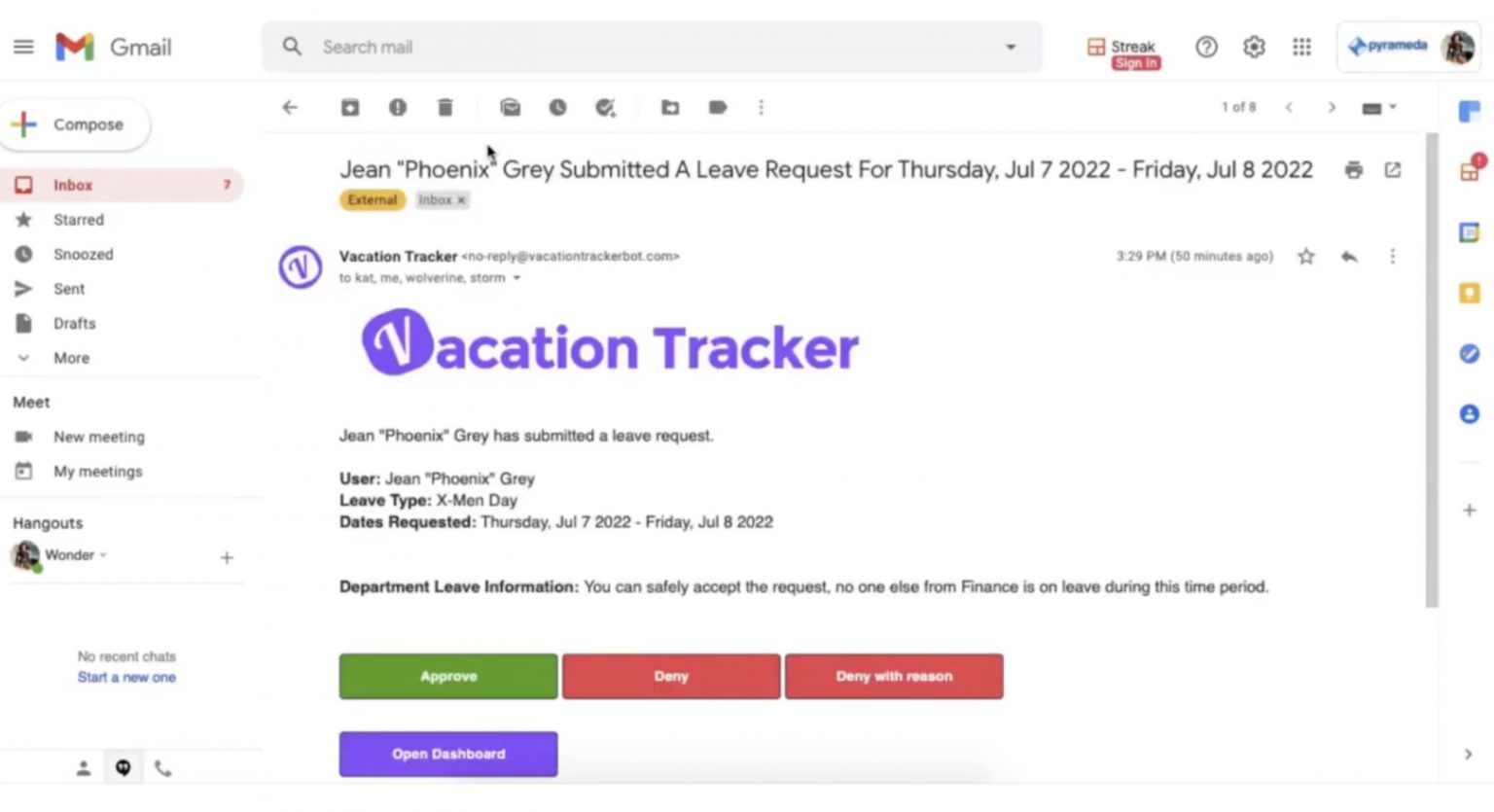 vacation tracker google benefits