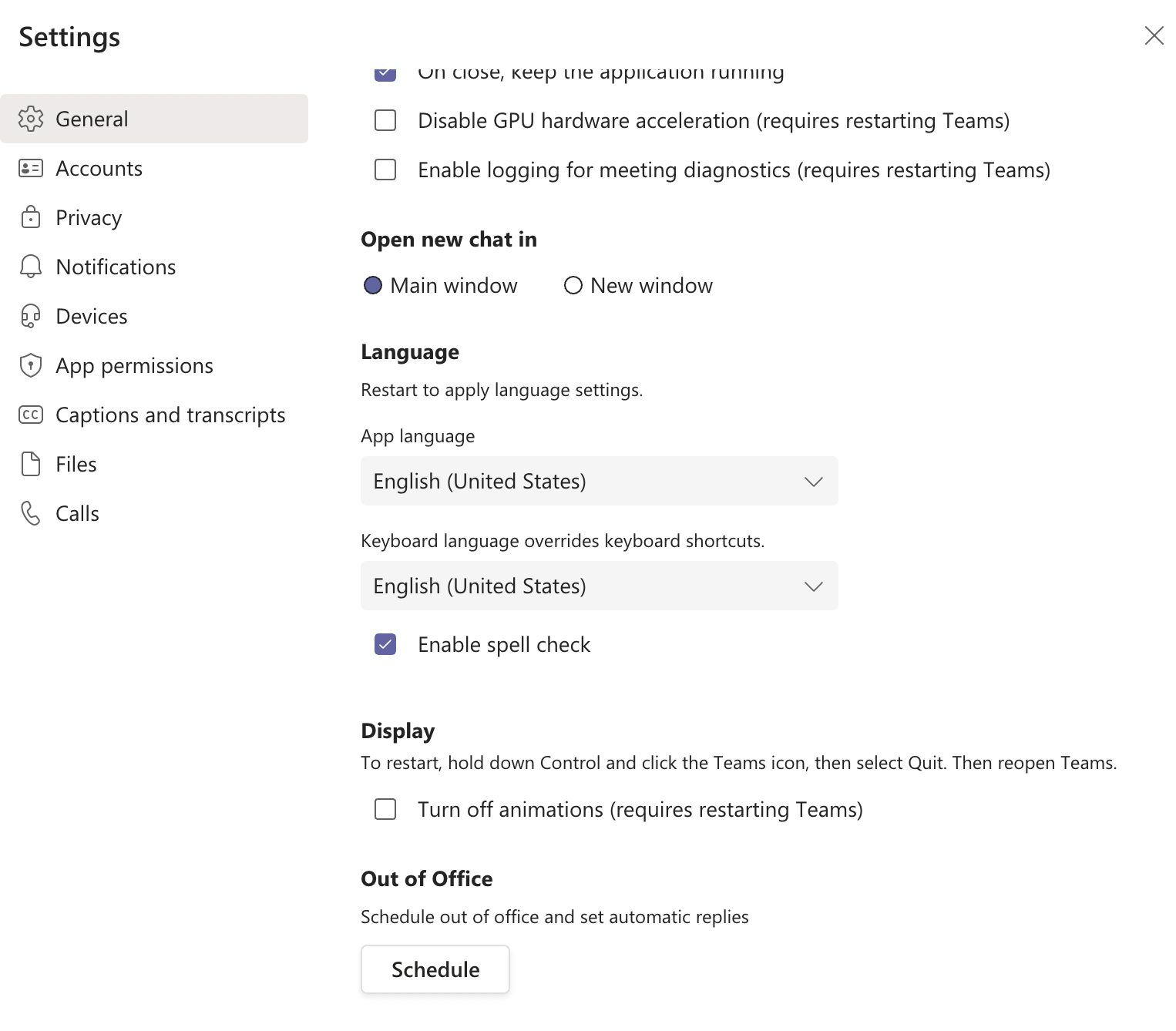ooo message in microsoft teams