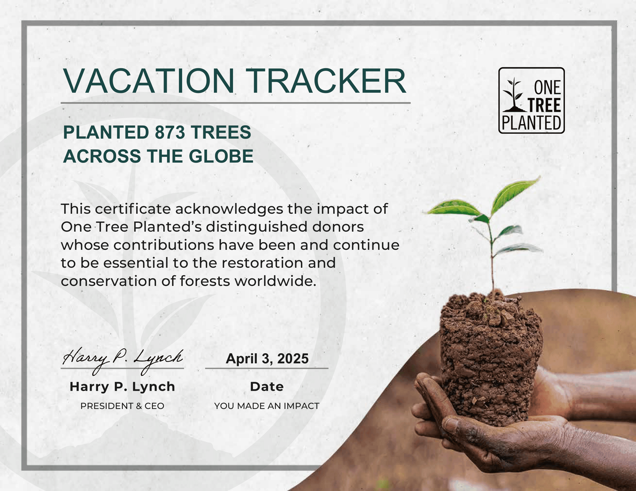 March 2025 Green Initiative: 873 Trees Planted!