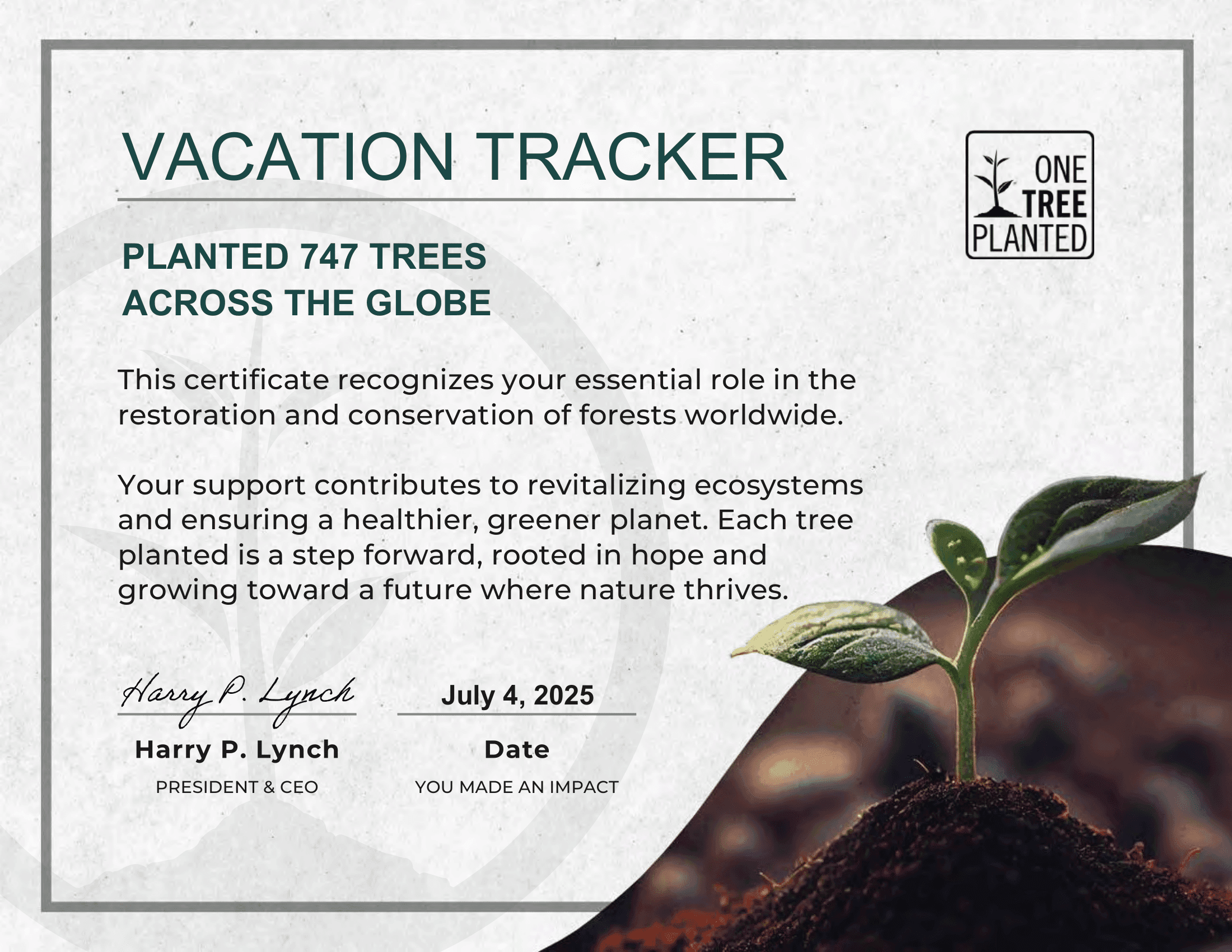 June 2025 Green Initiative: 747 Trees Planted!