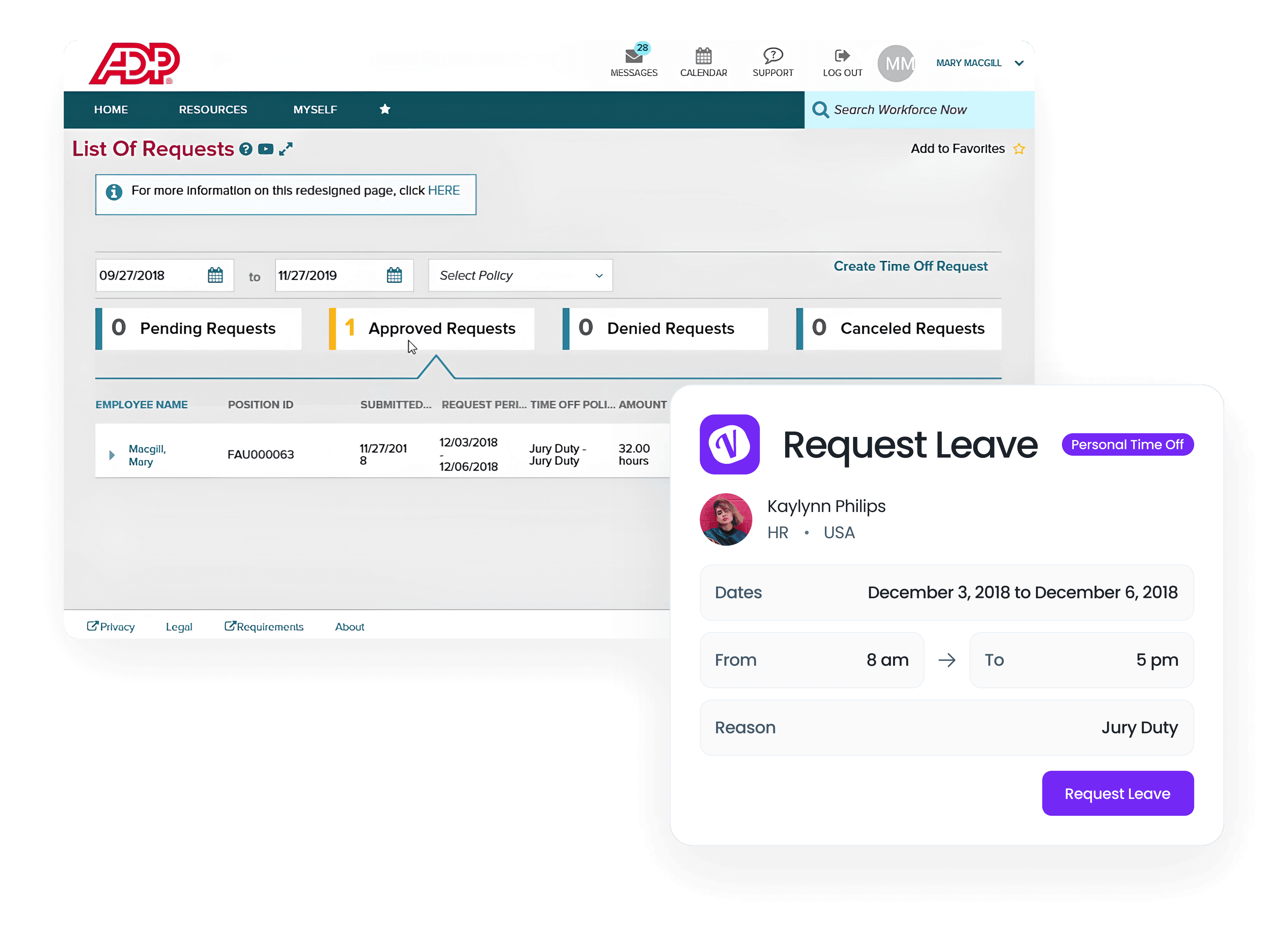 Track Leave, Automatically in ADP Workforce Now®