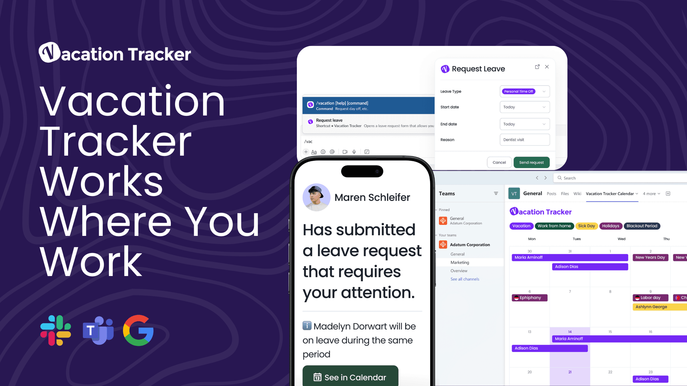 Vacation Tracker leave balances and team calendar in Microsoft Teams