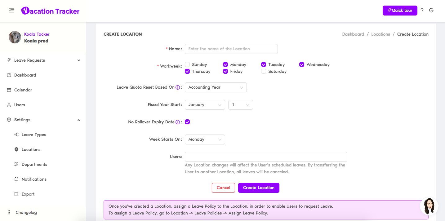 create a location