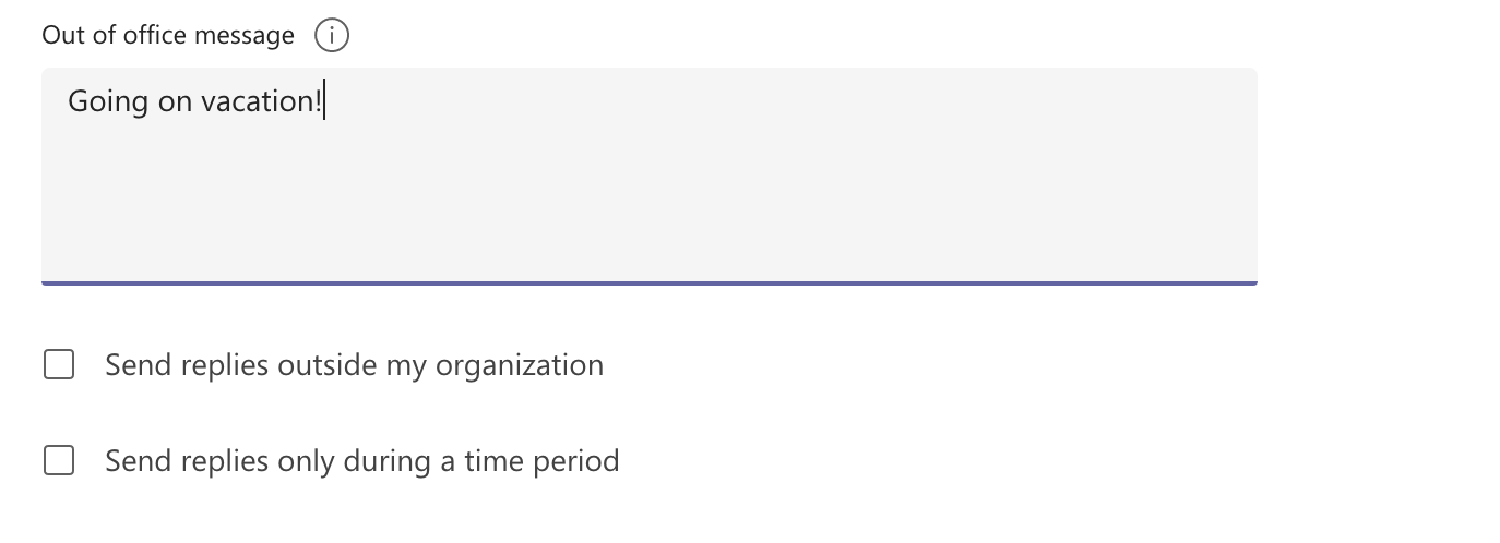 ooo message in microsoft teams
