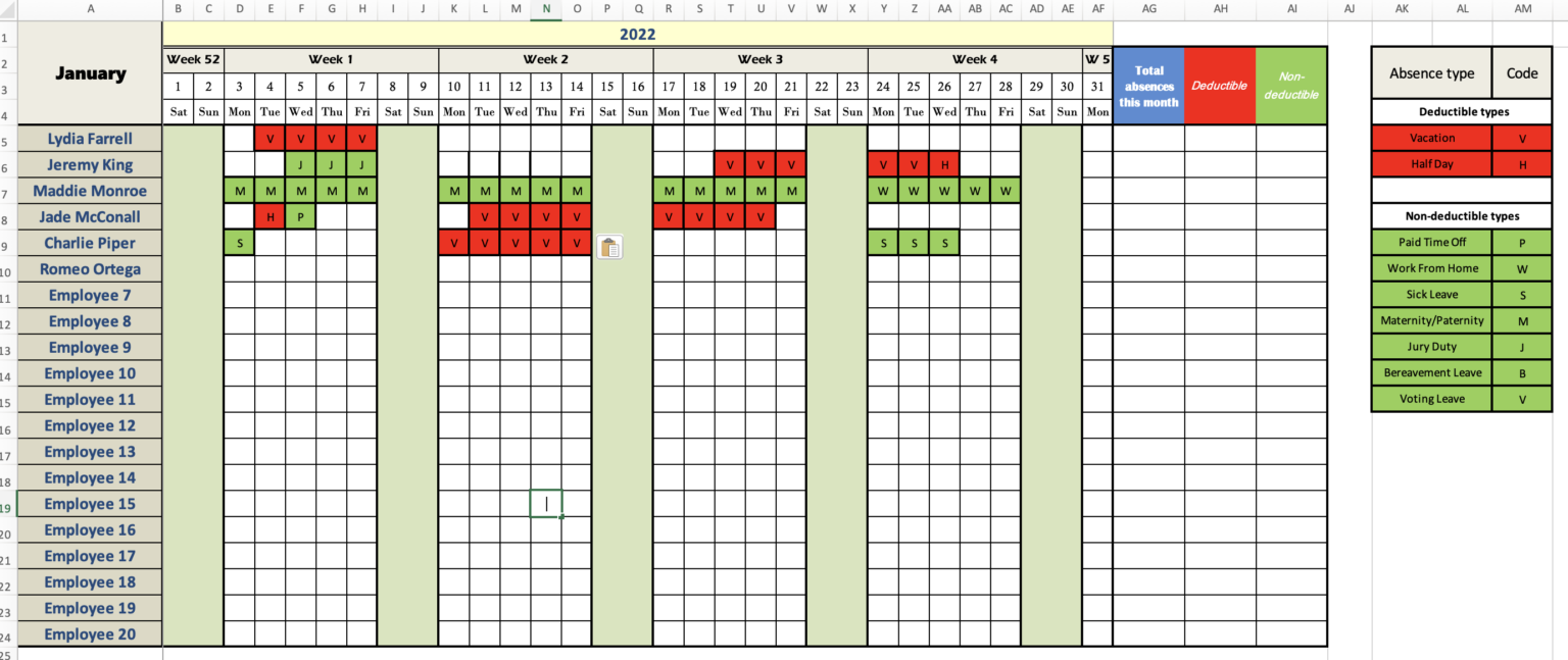 pto in excel