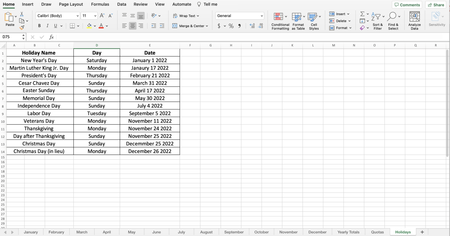 How To Manage Holiday Schedules in Excel