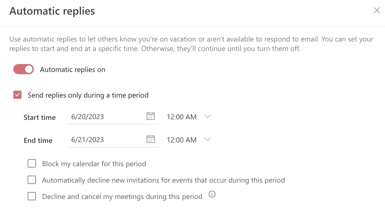 Out of Office in Outlook Calendar