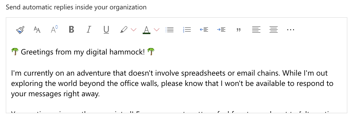 Out of Office in Outlook Calendar